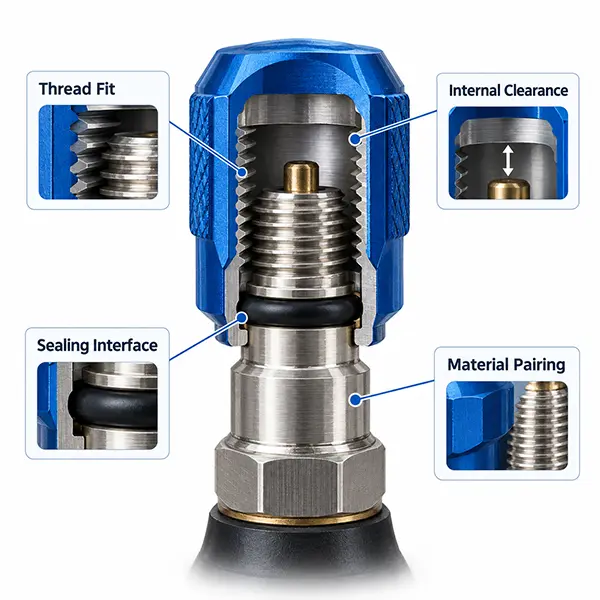 Analysis of Cross-Sectional Structure and Sealing of Custom CNC-Machined Tire Valve Caps